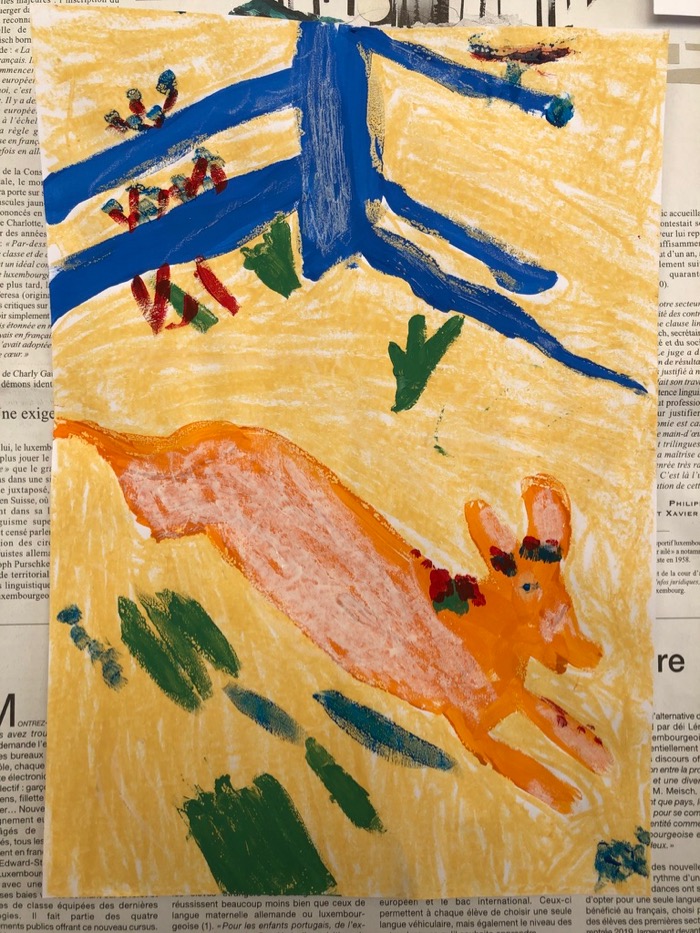 D'après Chagall et La Fontaine, techniques mixtes, Madeleine Penet-Avez
