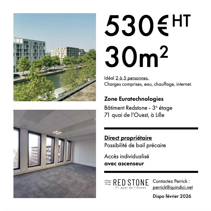 Bureaux à louer avec vue sur la Deûle