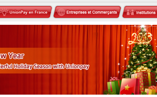 Page d'accueil d'UnionPay en France - 08/2015